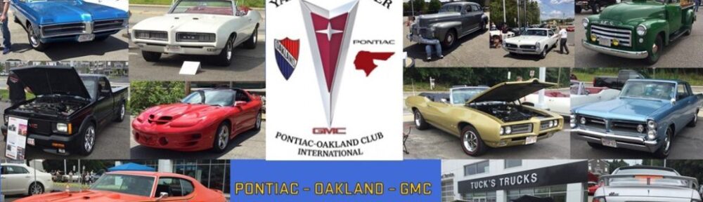 Pontiac car show advertisement with classic vehicles.